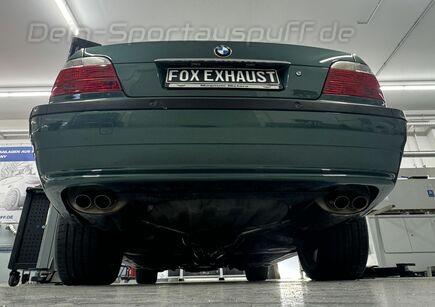 Fox Edelstahl Duplex Sportauspuff BMW 7er E38 730i 735i 740i mit Endrohraussparung je 2x63mm Dieseloptik nach unten gebogen