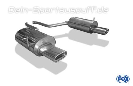 Fox Edelstahl Duplex Sportauspuff-Komplettanlage ab Kat BMW 7er E38 735i mit Endrohraussparung 160x80mm flachoval eingerollt abgeschrägt mit Absorber (Mod. ab 11/1999)