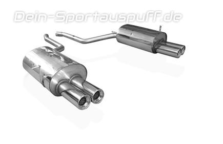 Fox Edelstahl Duplex Sportauspuff-Komplettanlage ab Kat BMW 7er E38 735i ohne Endrohraussparung 2x76mm rund eingerollt gerade mit Absorber (Mod. ab 11/1999)