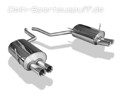 Fox Edelstahl Duplex Sportauspuff-Komplettanlage ab Kat BMW 7er E38 735i ohne Endrohraussparung je 2x76mm rund doppelwandig abgeschrägt (Mod. ab 11/1999)