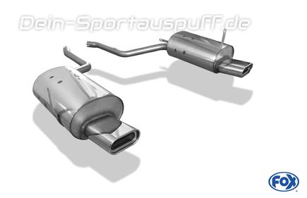 Fox Edelstahl Duplex Sportauspuff-Komplettanlage ab Kat BMW 7er E38 735i ohne Endrohraussparung 160x80mm flachoval eingerollt abgeschrägt mit Absorber (Mod. ab 11/1999)