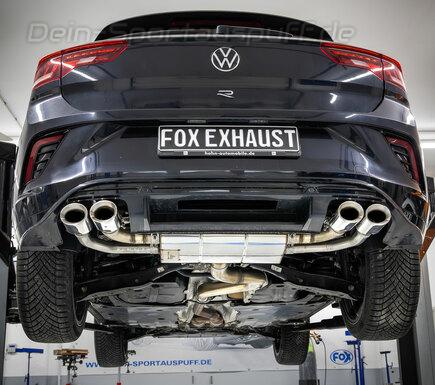 FOX Edelstahl Duplex Sportauspuff-Komplettanlage ab OPF VW T-Roc R je 2x102x76mm oval doppelwandig abgeschrägt
