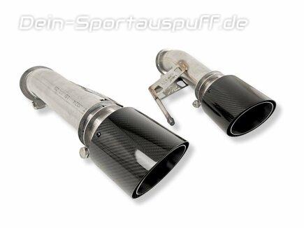 Ulter Edelstahl Duplex Endrohrsatz Ford Ranger Raptor je 100mm rund scharfkantig abgeschrägt aus Carbon
