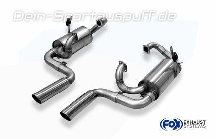 FOX Edelstahl Sportauspuff-Komplettanlage VW Käfer 1.6l ab 1966 2x70mm rund scharfkantig abgeschrägt