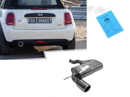 FOX Edelstahl Sportauspuff Mini One F56 F57 100mm rund eingerollt abgeschrägt