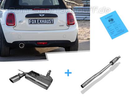 FOX Edelstahl Sportauspuff-Komplettanlage ab Kat Mini One F56 F57 100mm rund eingerollt abgeschrägt