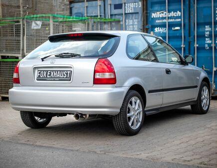 Fox Edelstahl Sportauspuff Honda Civic 6 1.4l Typ EJ9 1x90mm rund doppelwandig gerade