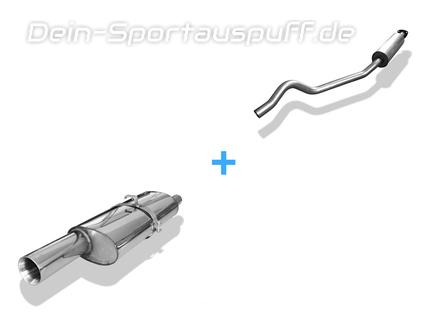 Fox Edelstahl Sportauspuff-Komplettanlage ab Kat Opel Kadett E CC 1x90mm rund doppelwandig gerade