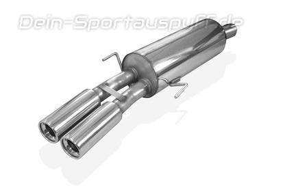 Fox Edelstahl Racing-Komplettanlage ab Kat Opel Astra G Coupe u. Cabrio Turbo 2x80mm rund eingerollt gerade mit Absorber