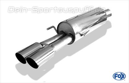 Fox Edelstahl Racing-Komplettanlage ab Kat Opel Astra G Coupe u. Cabrio Turbo 2x80mm rund scharfkantig abgeschrägt