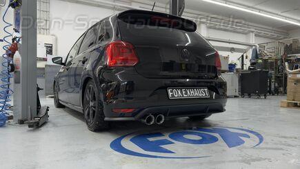 Fox Edelstahl Sportauspuff VW Polo 5 Typ 6R 6C 2x90mm rund doppelwandig abgeschrägt