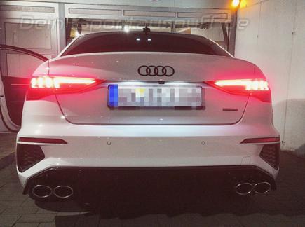 FOX Edelstahl Duplex Sportauspuff Audi A3 8Y Limousine 40 TFSI je 2x106x71mm oval eingerollt abgeschrägt