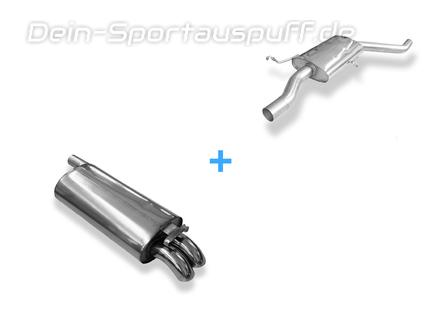 FOX Edelstahl Sportauspuff-Komplettanlage ab Kat Audi 100 Typ C3 quattro 2x55mm Dieseloptik nach unten gebogen