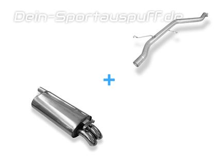 FOX Edelstahl Racing-Komplettanlage ab Kat Audi 100 Typ C3 quattro 2x55mm Dieseloptik nach unten gebogen