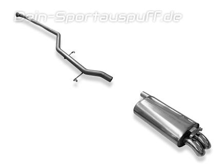 FOX Edelstahl Racing-Komplettanlage ab Kat Audi 100 Typ C3 2.2l quattro 2x55mm Dieseloptik nach unten gebogen