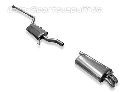 FOX Edelstahl Sportauspuff-Komplettanlage ab Kat Audi 200 Typ 44Q 2.2l quattro 2x55mm Dieseloptik nach unten
