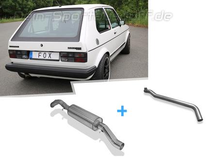 FOX Edelstahl Racing-Komplettanlage ab Kat. VW Golf 1 GTI 63mm rund scharfkantig gerade S-Design