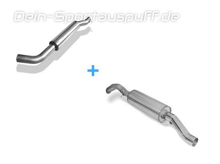 FOX Edelstahl Sportauspuff-Komplettanlage ab Kat VW Golf 1 Cabriolet 1x63mm S-Design rund scharfkantig gerade