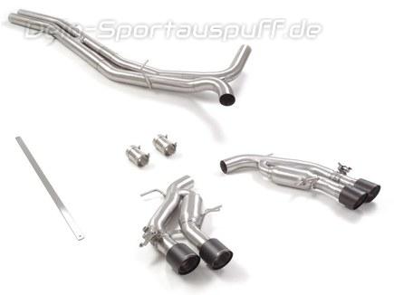 Ragazzon Edelstahl Duplex Sportauspuff-Komplettanlage ab VSD Audi RS7 C8 Typ 4K je 2x100mm rund scharfkantig abgeschrägt aus Carbon