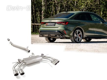 Ragazzon Edelstahl Sportauspuff-Komplettanlage ab OPF Audi S3 Stufenheck 8Y ab 2024 je 2x102mm rund eingerollt abgeschrägt