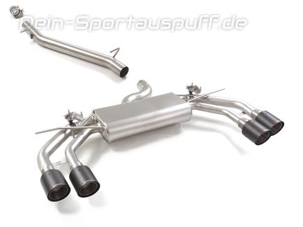 Ragazzon Edelstahl Sportauspuff-Komplettanlage ab OPF Audi S3 Stufenheck 8Y ab 2024 je 2x100mm rund scharfkantig abgeschrägt aus Carbon