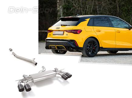 Ragazzon Edelstahl Sportauspuff-Komplettanlage ab OPF Audi S3 Sportback 8Y ab 2024 je 2x100mm rund scharfkantig abgeschrägt aus Carbon