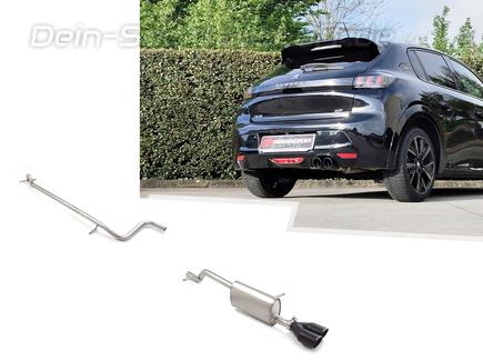 Ragazzon Edelstahl Racing-Komplettanlage ab OPF Peugeot 208 II 1.2l PureTech130 2x80mm rund eingerollt abgeschrägt in schwarz