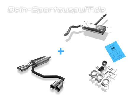 Fox Edelstahl Duplex Sportauspuff-Komplettanlage ab Kat VW Passat 3B 3BG je 2x80mm rund doppelwandig gerade