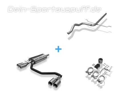 Fox Edelstahl Duplex Racing-Komplettanlage ab Kat VW Passat 3B 3BG je 2x80mm rund doppelwandig gerade