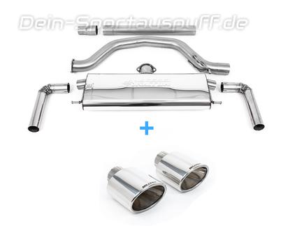 Milltek Edelstahl Duplex Sportauspuff-Komplettanlage ab OPF VW Golf 8 GTI für Clubsport-Heck je 1x oval eingerollt abgeschrägt
