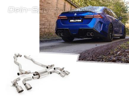 Milltek Edelstahl Duplex Sportauspuff-Komplettanlage ab OPF BMW M5 G90 G99 je 2x115mm rund doppelwandig abgeschrägt Titan matt