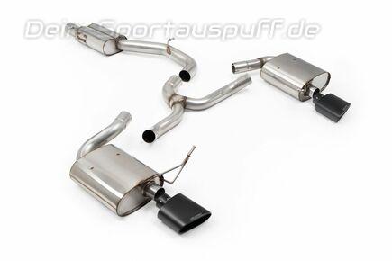 Milltek Edelstahl Duplex Sportauspuff-Komplettanlage ab OPF Cupra Leon ST 2.0l TSI VZ je 152x76mm oval eingerollt abgeschrägt schwarz
