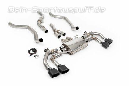 Milltek Edelstahl Duplex Sportauspuff-Komplettanlage ab OPF inkl. Klappensteuerung Range Rover Sport P400 je 2x oval in schwarz