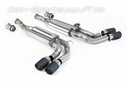 Milltek Edelstahl Sidepipe Sportauspuff Mercedes G-Klasse G63 AMG W465 je 2x90mm rund eingerollt abgeschrägt Carbon