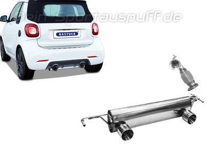 Bastuck Edelstahl Duplex Sportauspuff inkl. Verbindungsrohr Smart Fortwo 453 für Brabus Heckansatz je 90mm rund