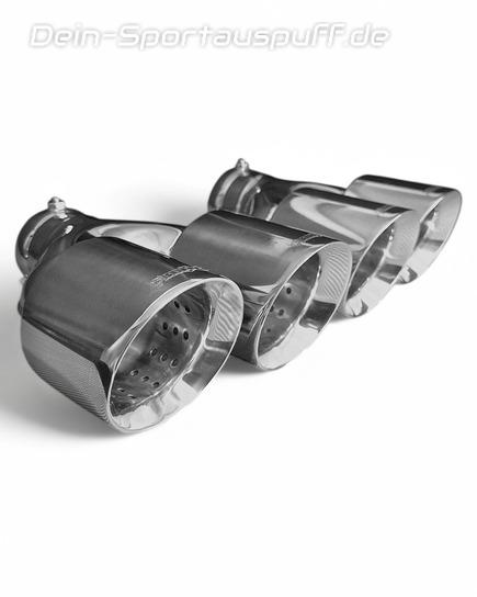 BULL-X Edelstahl Endrohrsatz zum Aufstecken 4x101mm rund doppelwandig abgeschrägt versetzt (nur für EGO-X Anlagen)
