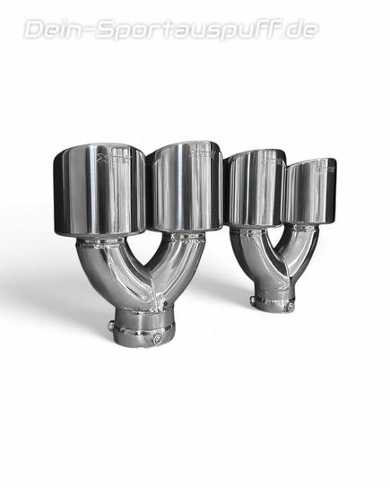 BULL-X Edelstahl Endrohrsatz zum Aufstecken 4x114mm rund doppelwandig abgeschrägt versetzt (nur für EGO-X Anlagen)