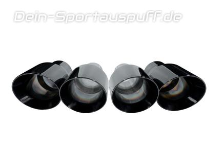 Hurricane Edelstahl Duplex Endrohrsatz je 2x114mm rund doppelwandig abgeschrägt in schwarz (Anschluss 63/76mm)