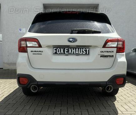 Fox Edelstahl Duplex Sportauspuff-Komplettanlage ab Kat Subaru Outback Typ BS je 100mm rund doppelwandig abgeschrägt