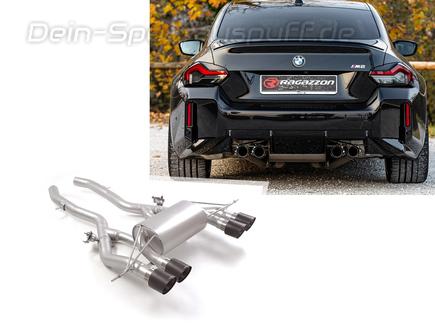 Ragazzon Edelstahl Duplex Sportauspuff BMW M2 G87 je 2x100mm rund scharfkantig abgeschrägt aus Carbon