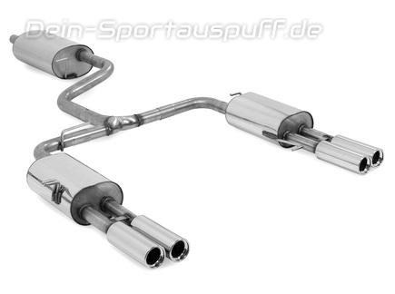 Fox Edelstahl Duplex Sportauspuff-Komplettanlage ab Kat VW T6 Bus 2x80mm rund eingerollt gerade mit Absorber