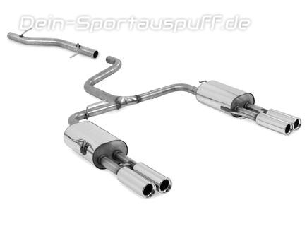 Fox Edelstahl Duplex Racing-Komplettanlage ab Kat VW T6 Bus 2x80mm rund eingerollt gerade mit Absorber