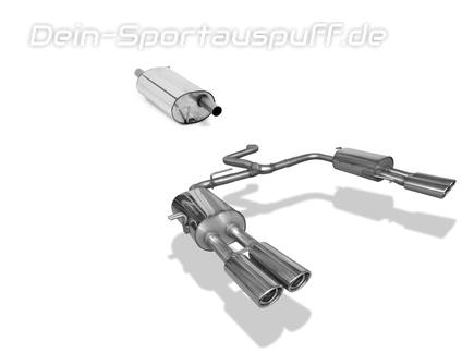 FOX Edelstahl Duplex Sportauspuff-Komplettanlage ab Kat VW T6 Bus je 2x88x74mm oval eingerollt abgeschrägt mit Absorber