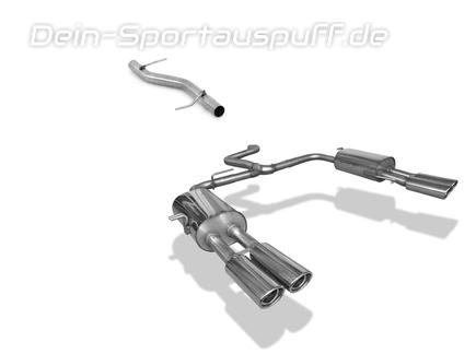 FOX Edelstahl Duplex Racing-Komplettanlage ab Kat VW T6 Bus je 2x88x74mm oval eingerollt abgeschrägt mit Absorber