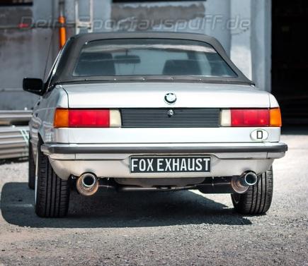 Fox Edelstahl Duplex Sportauspuff-Komplettanlage BMW 3er E21 323i je 80mm rund doppelwandig gerade