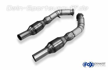 Fox Edelstahl Ø70mm Downpipes mit HJS Kats Audi RS4 B7