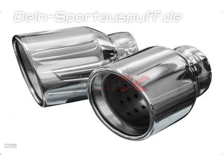 BULL-X Edelstahl Endrohrsatz zum Aufstecken 2x114mm rund eingerollt abgeschrägt (76mm Anschluss)