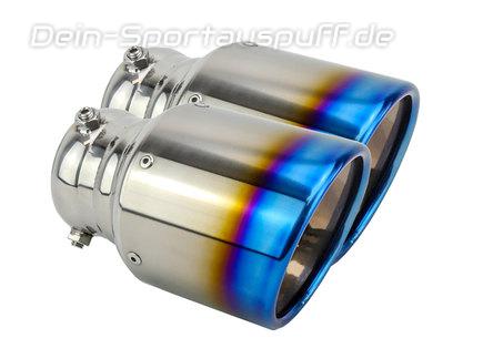 BULL-X Titan Endrohrsatz zum Aufstecken 2x114mm rund eingerollt abgeschrägt (76mm Anschluss)