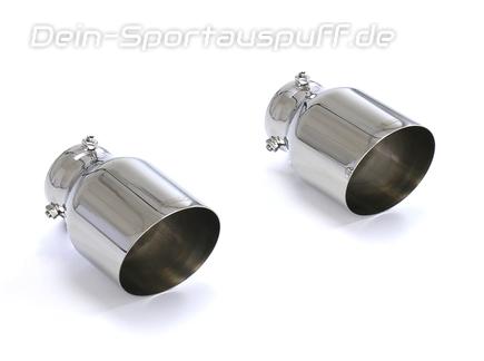BULL-X Edelstahl Endrohrsatz zum Aufstecken 2x114mm rund scharf abgeschrägt (76mm Anschluss)