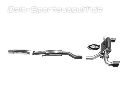 Bastuck Edelstahl Duplex Sportauspuff-Komplettanlage ab OPF mit Klappe Toyota Yaris GR Facelift je 110mm rund eingerollt abgeschrägt aus Carbon